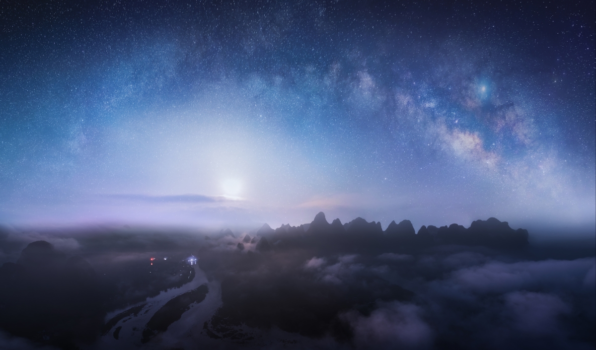Guilin Mountains, Water and Starry Night Scenery 4K