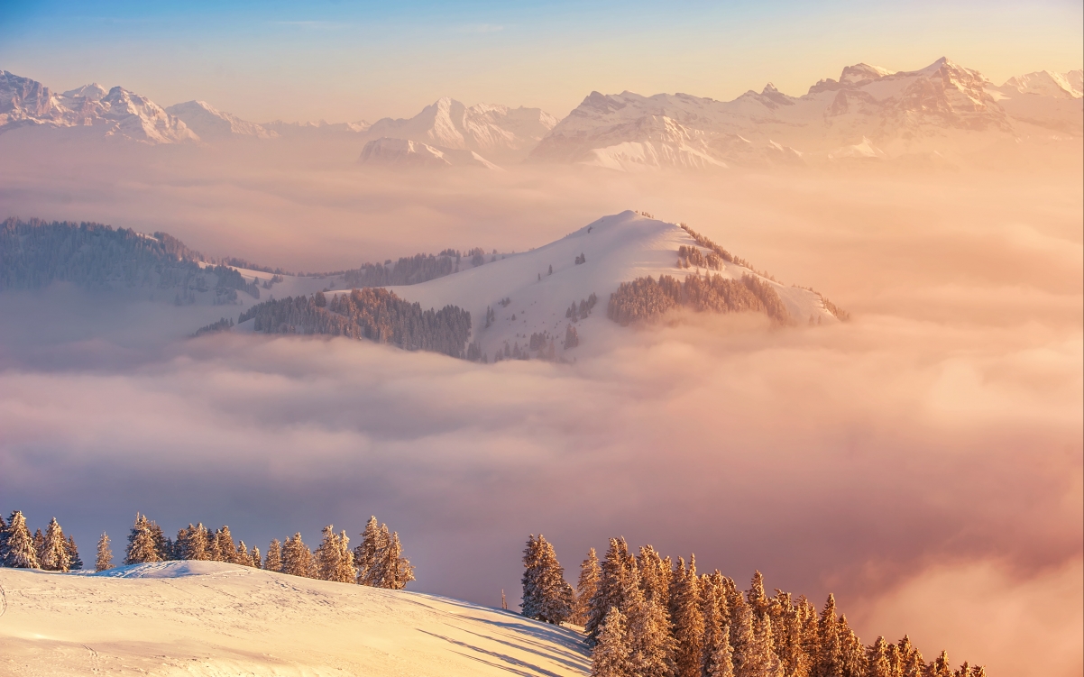 High altitude mountain cloud snow mountain 4K landscape wall