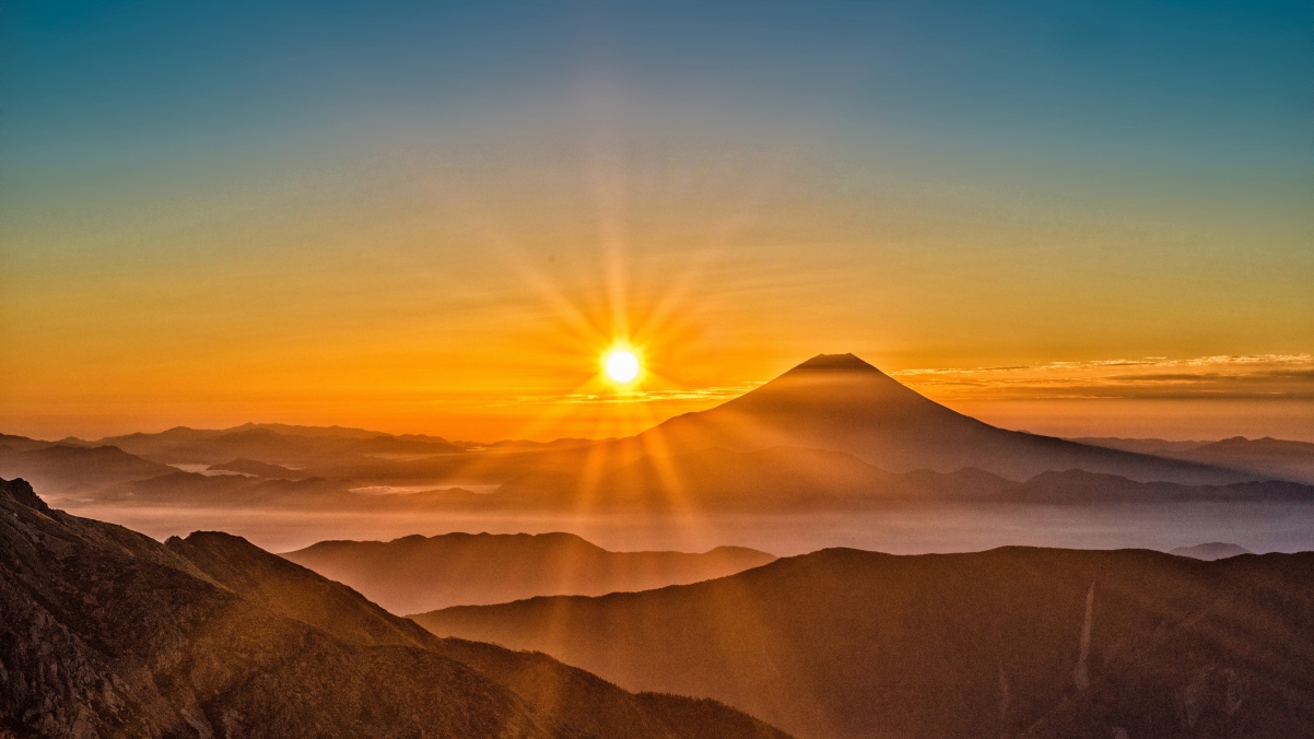 Mount Fuji sunrise landscape 4k wallpaper