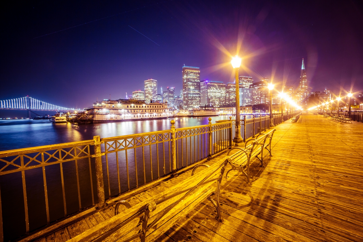 Francisco Bay Bridge at night