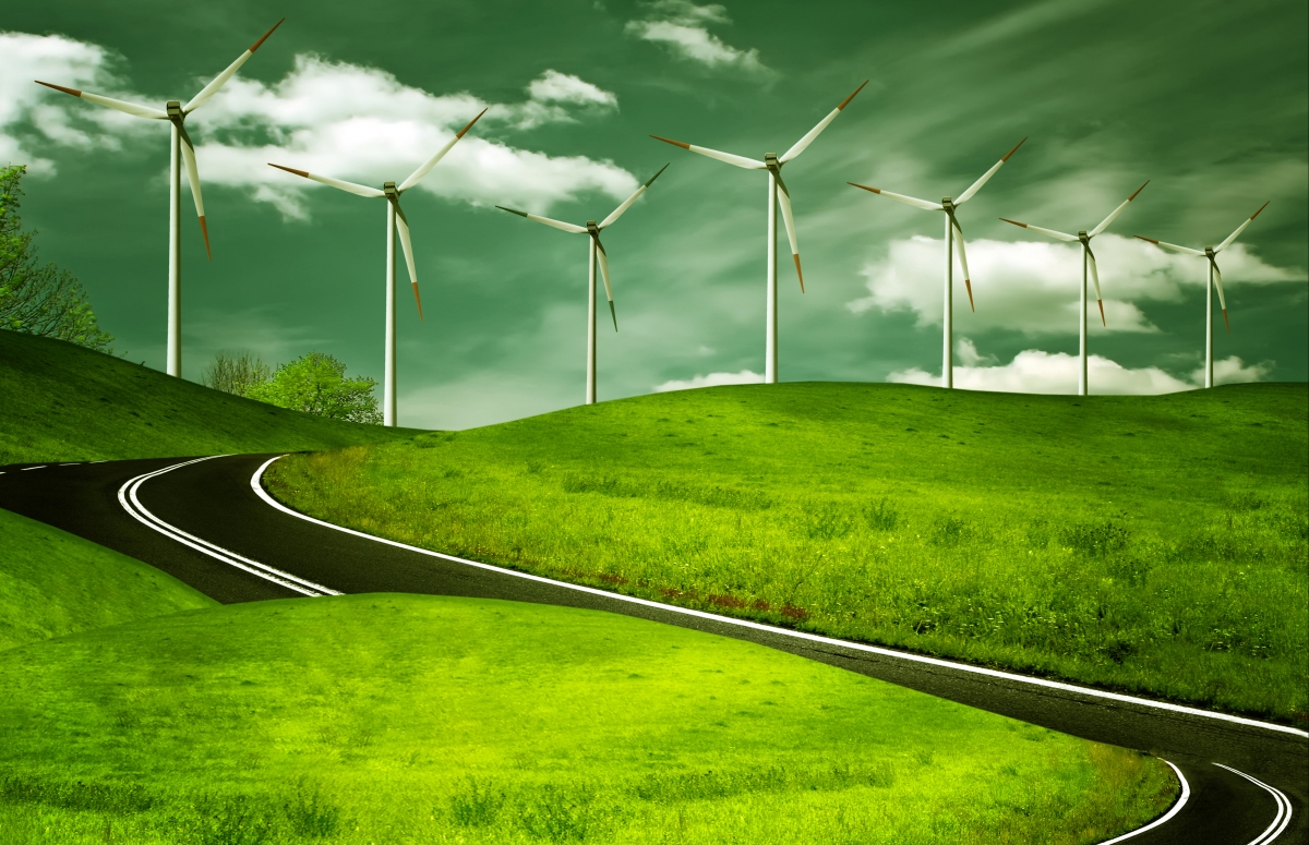 Wind power highway sky landscape