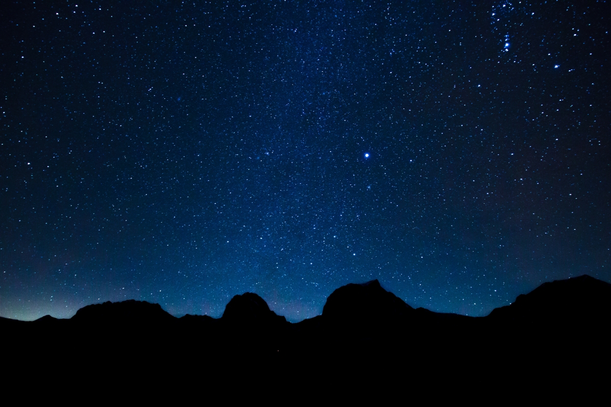Starry sky mountain evening