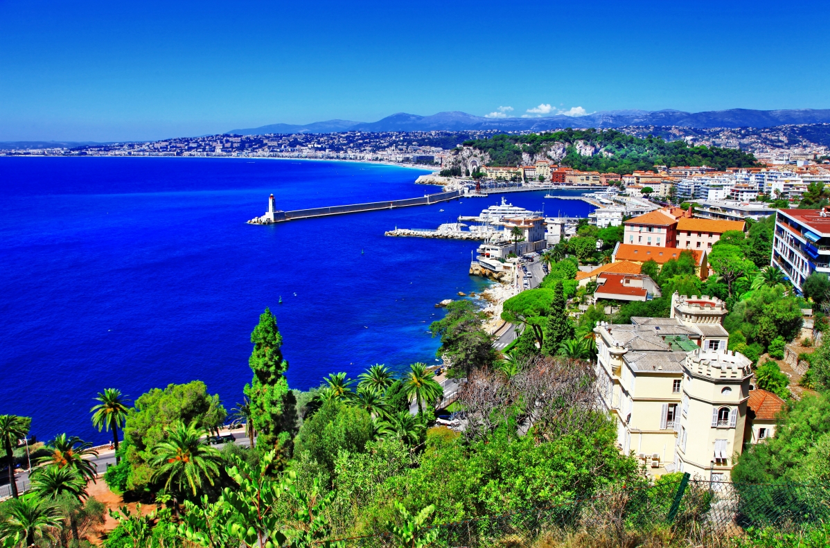 The blue coast landscape of Nice, France