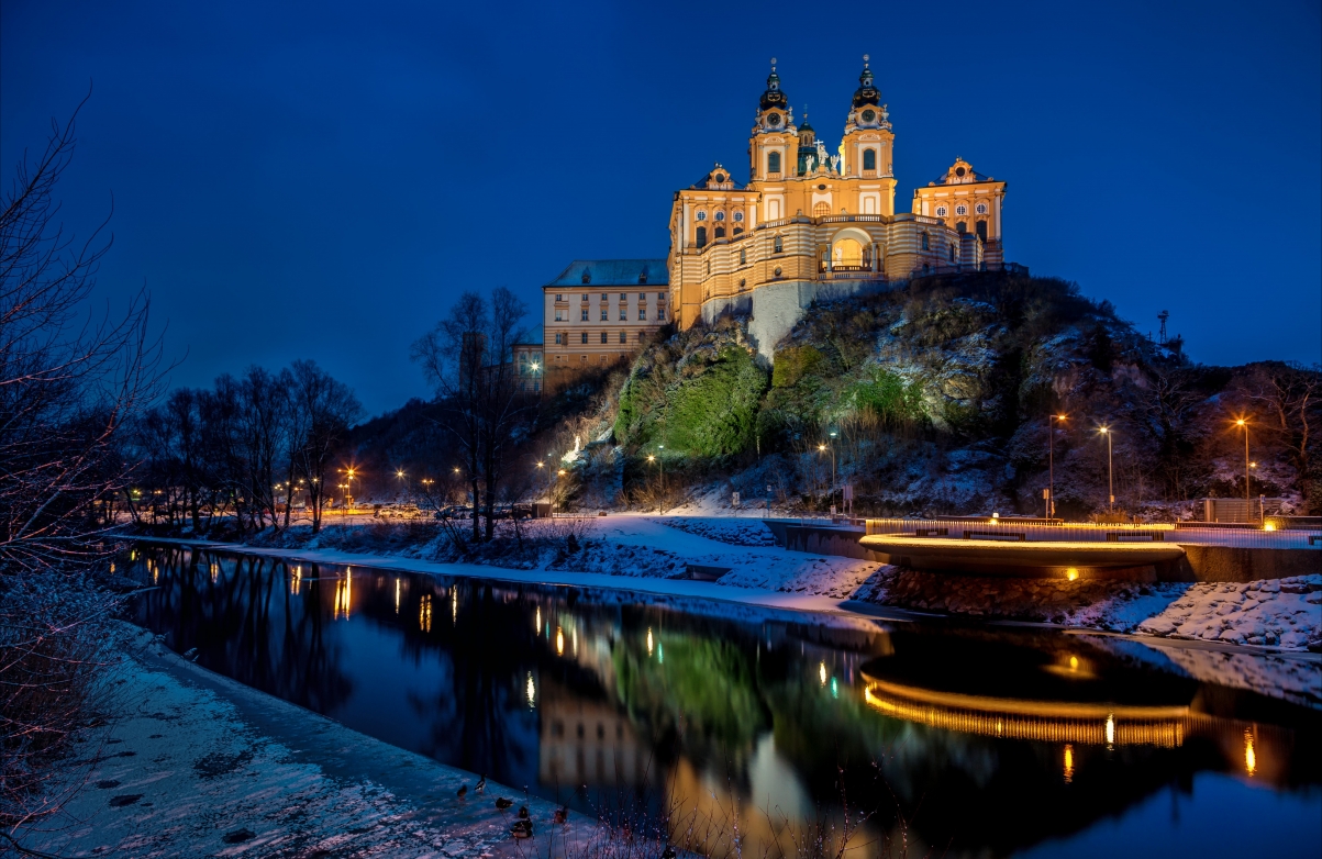Winter night at the Danube, Austria