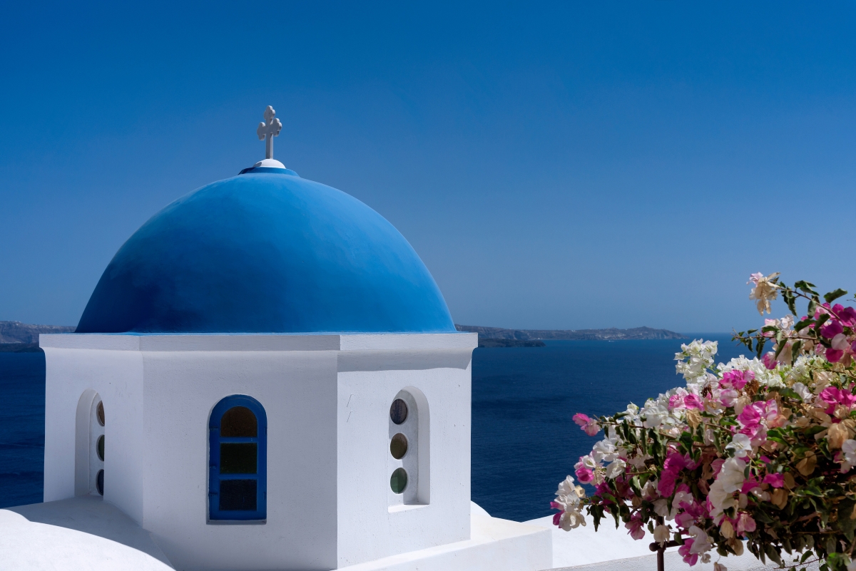 Mediterranean Greek Blue Roof Church