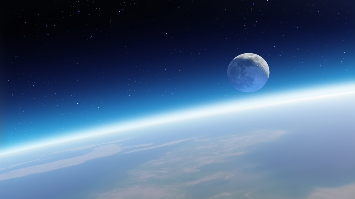 Earth and moon 4k landscape wallpaper