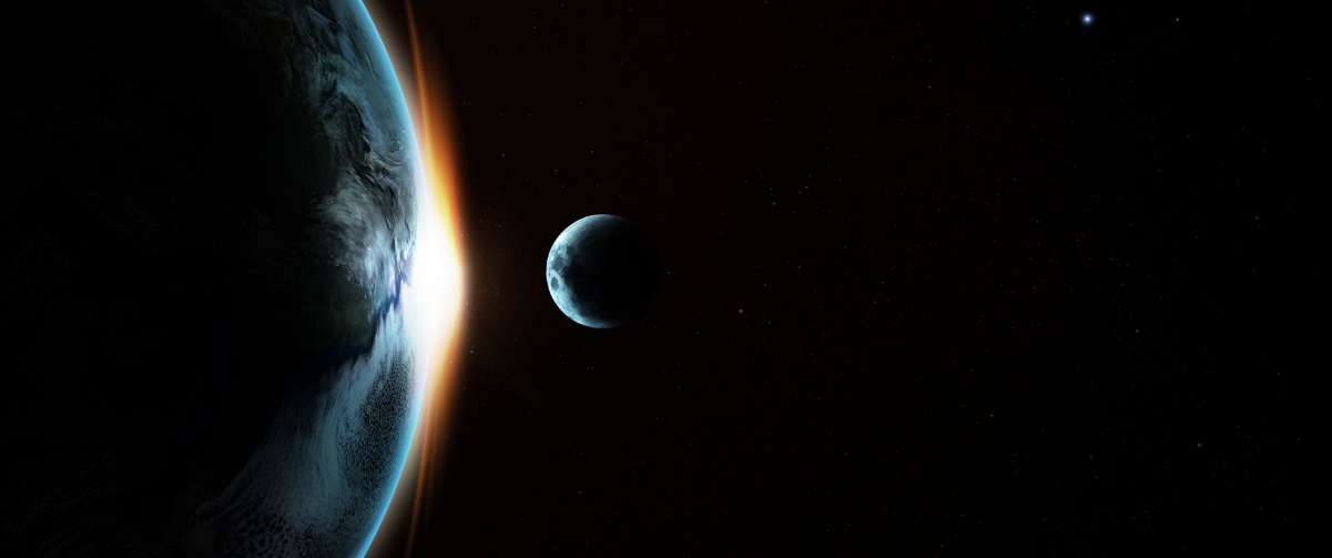 Earth Moon Galaxy 3440x144