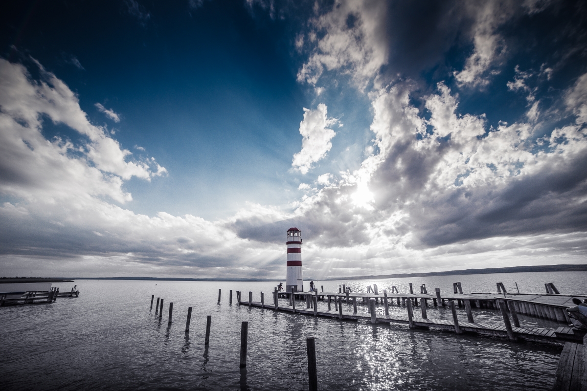 Lighthouse sunset sky 4K landscape wall