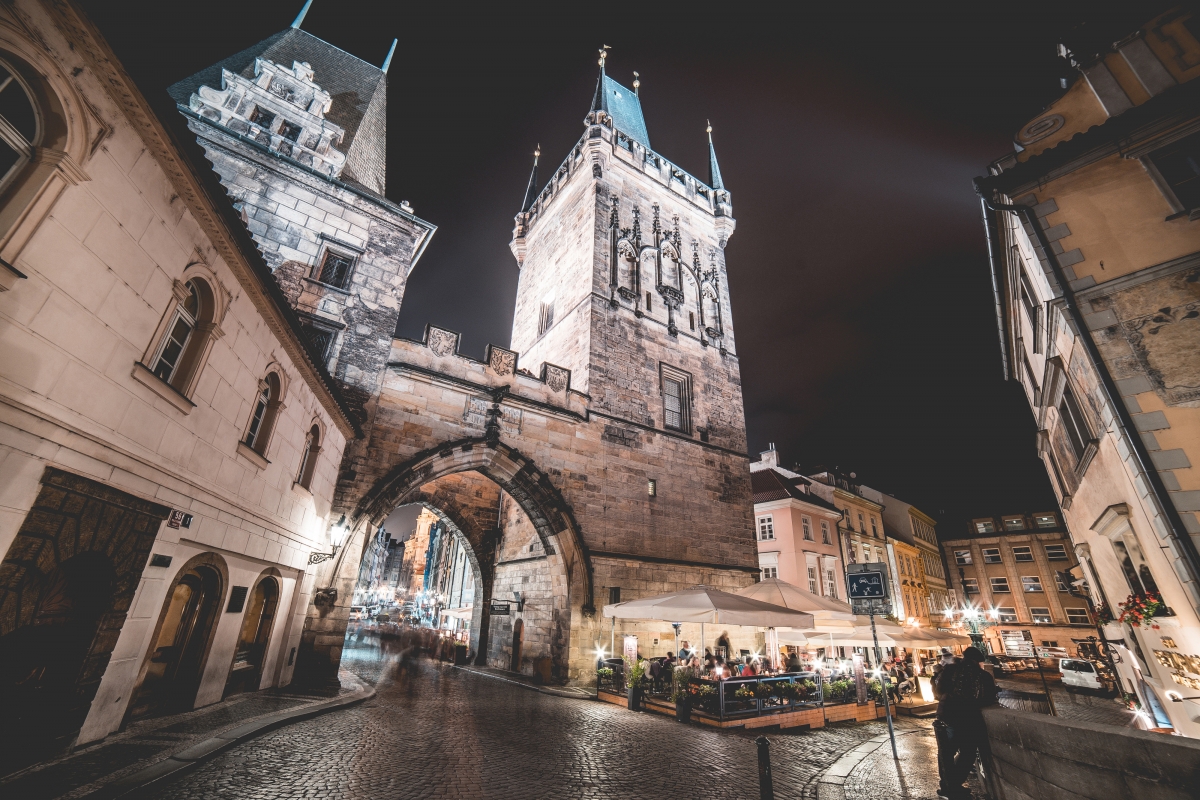 Prague Charles Bridge Tower Evening Wind