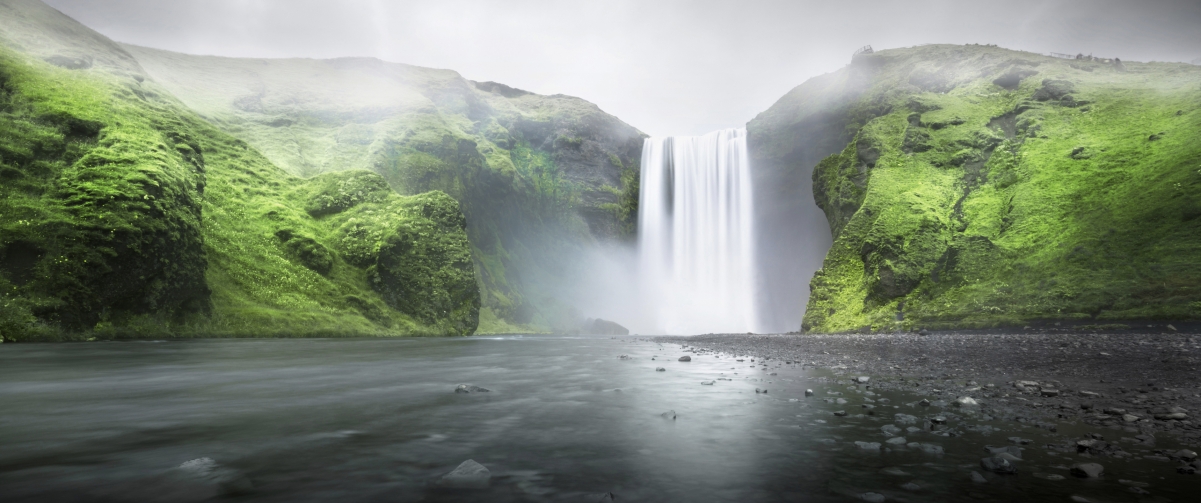 Iceland waterfall scenery 3440x1440 electric