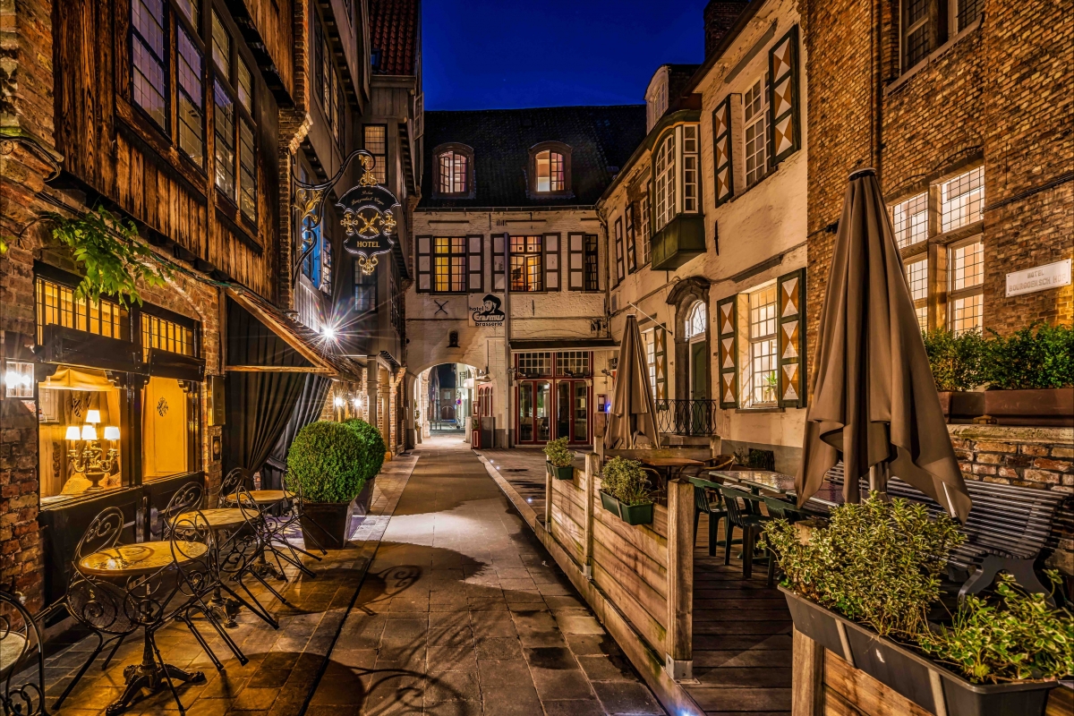 Bruges, Belgium, night, city