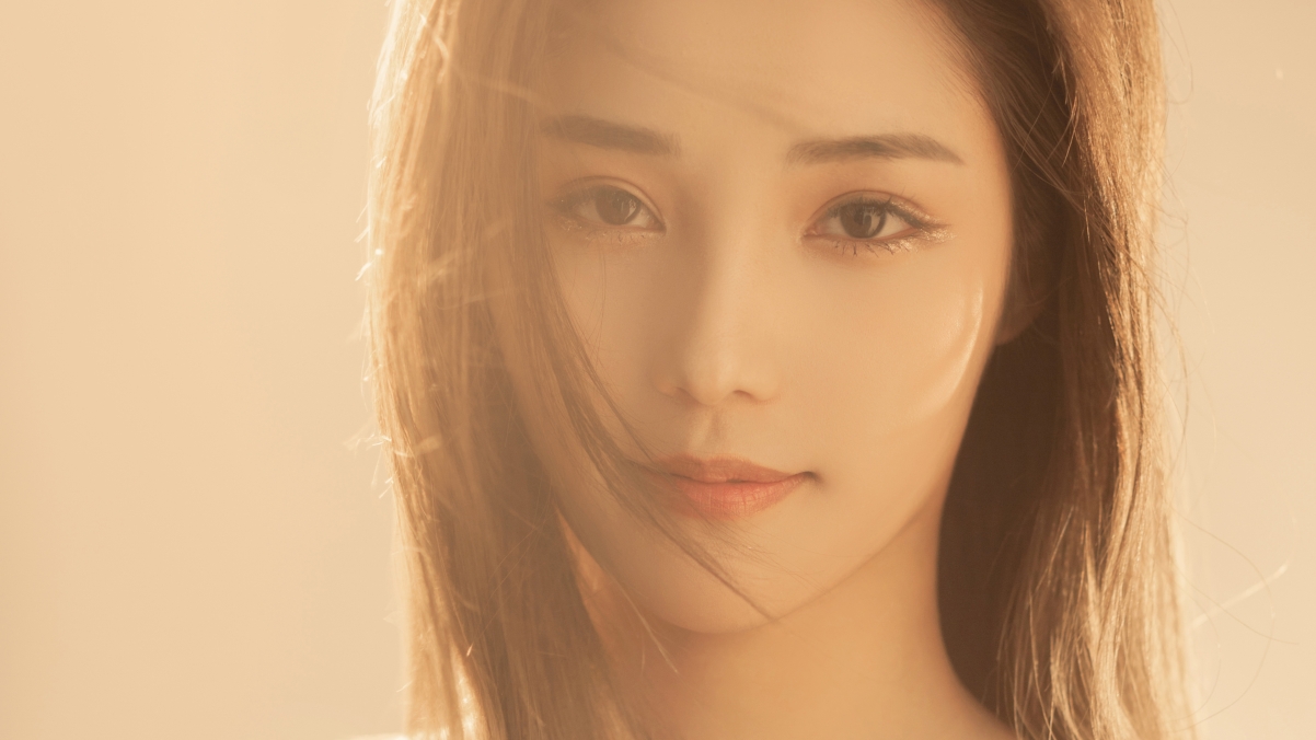 Aesthetic goddess with long hair and pure beauty