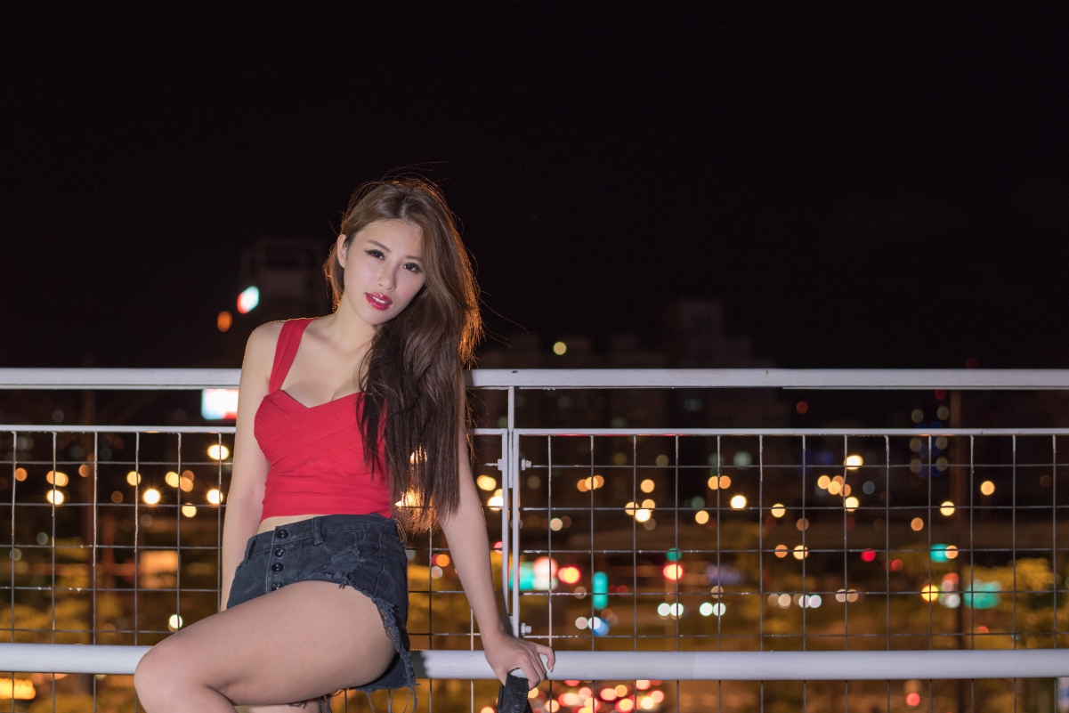 Night city asian girl face