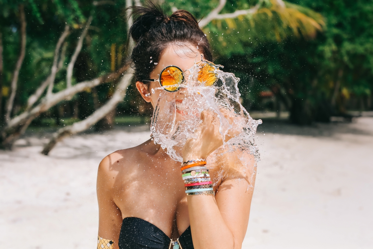 Sexy girl in water splash 4K picture