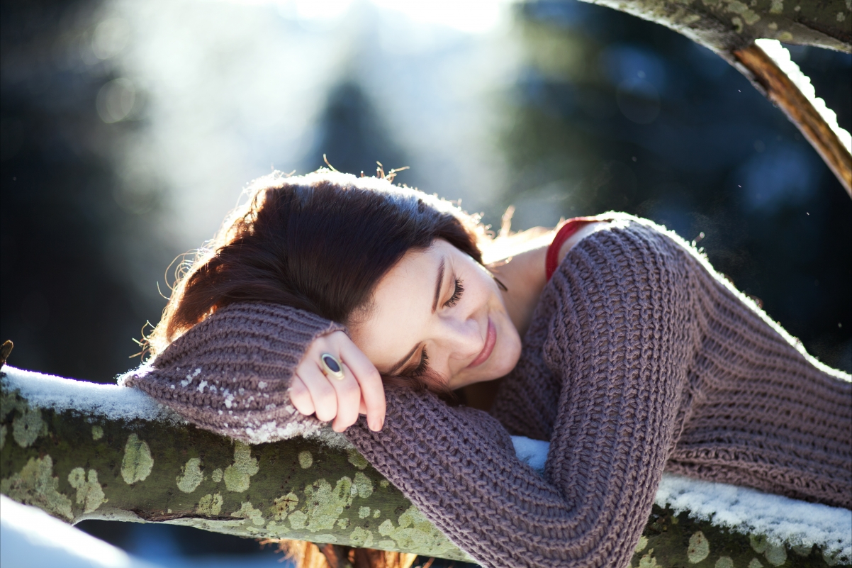Trunk beautiful beauty sweater closed eyes