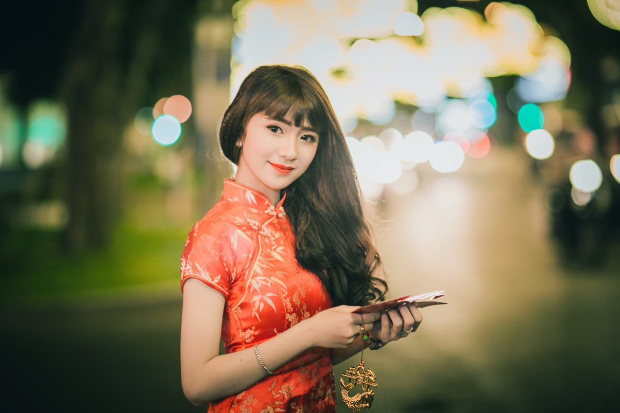Fashion girl hair cheongsam beauty