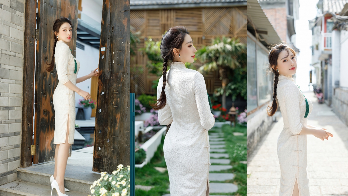 Cheongsam beauty Liu Yining 4k beauty fight