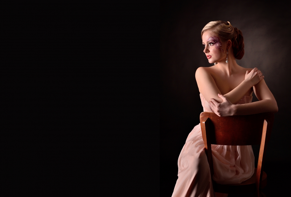 Girl studio photography black