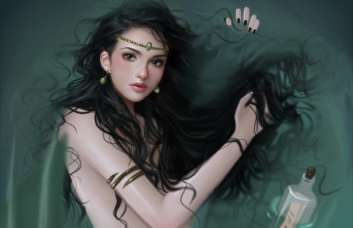 Girl earrings pendant painting picture