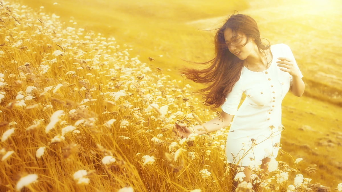 Girl, summer, flowers, mood, to