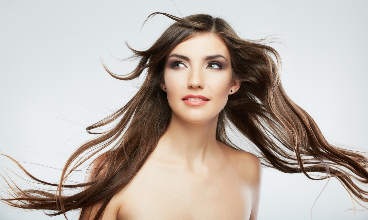 Girl green eyes brown hair