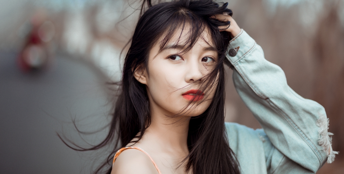 Young girl hair eyes beauty