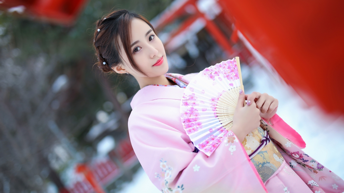 Cat treasure kimono beauty 4k wallpaper 384