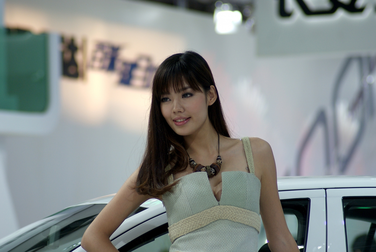 Auto show beautiful model sexy 4k