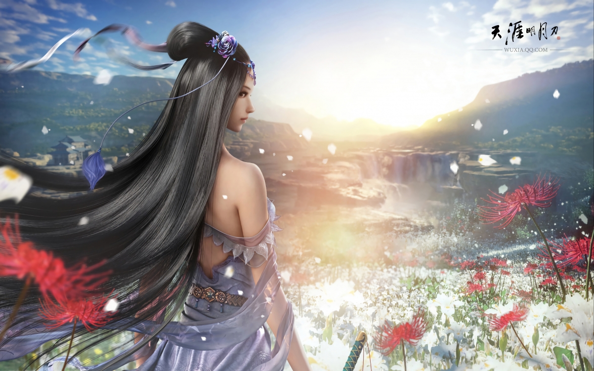 Tianya Mingyue knife long-haired beauty 4k tour