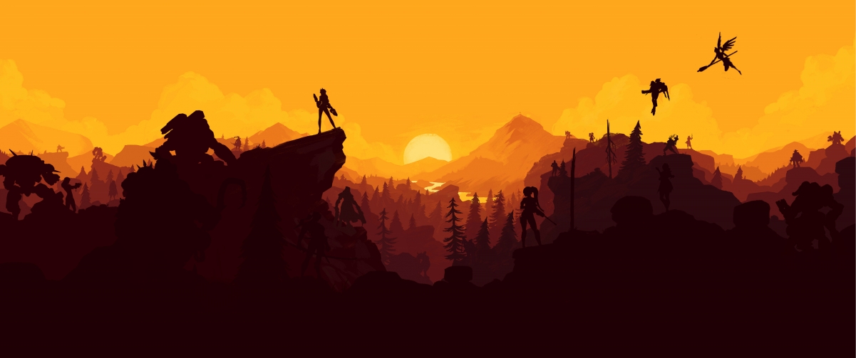 Overwatch game landscape 3440x1