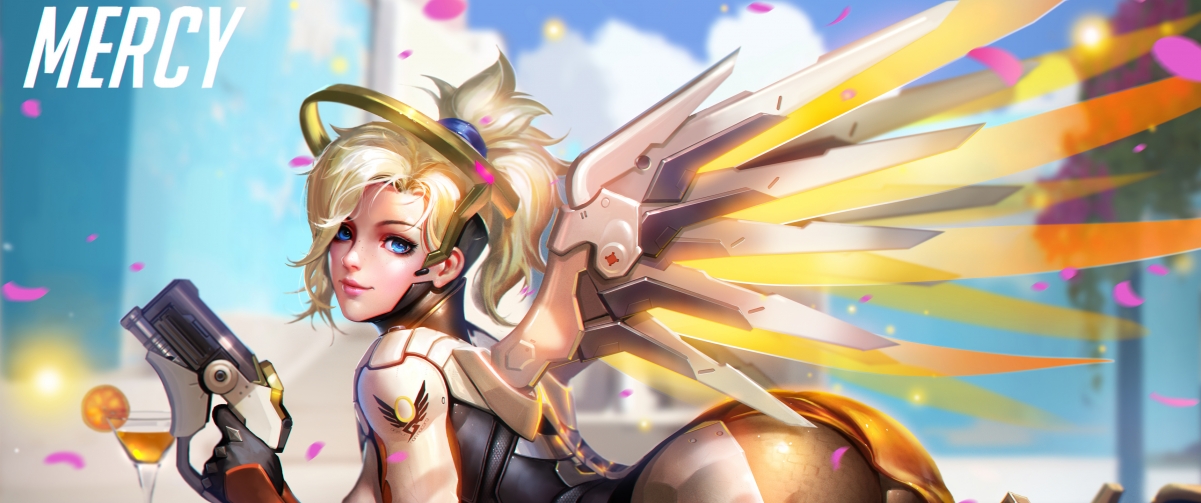 Overwatch Angel With Fish Screen Wallpaper