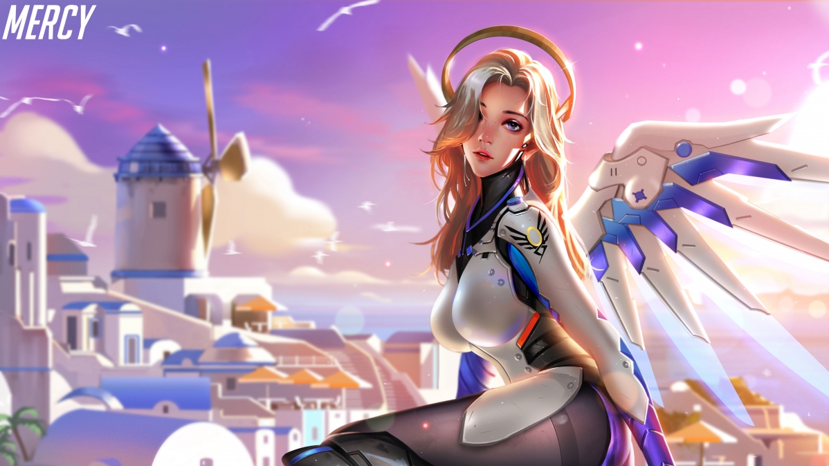 Overwatch Angel 8K Game Wall