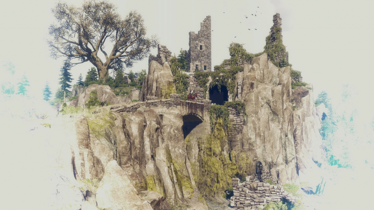 Mountains, ruins, the witcher 3 game 4k wallpaper