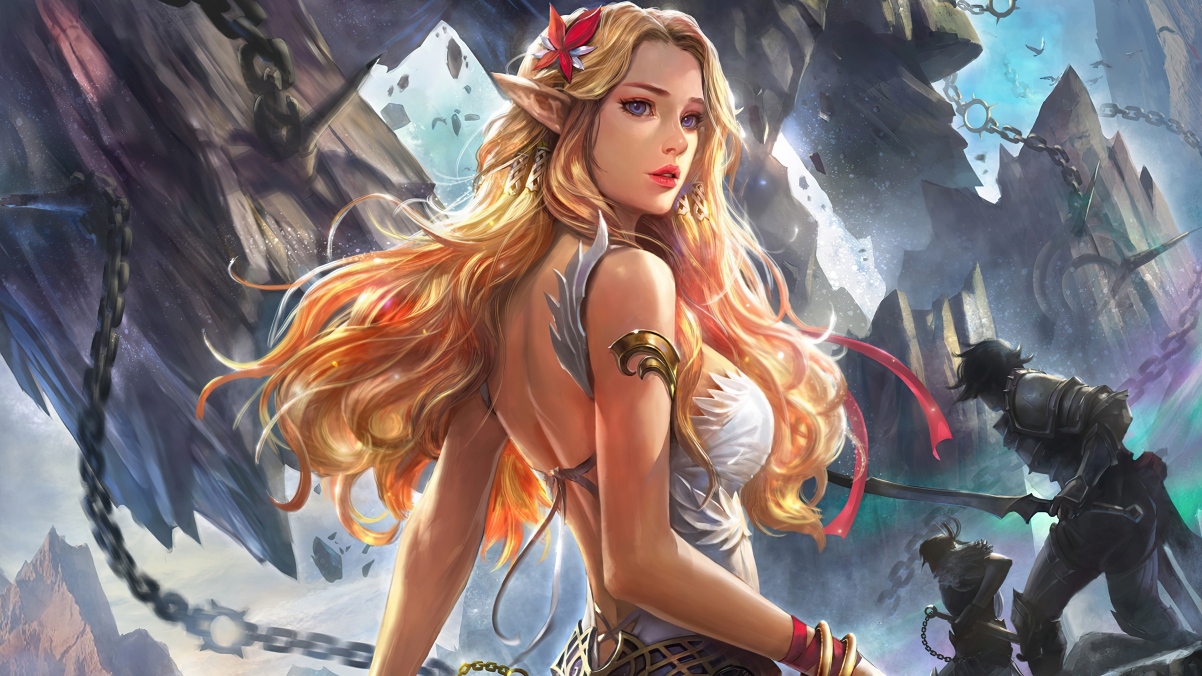 Blonde girl character original painting 4k game