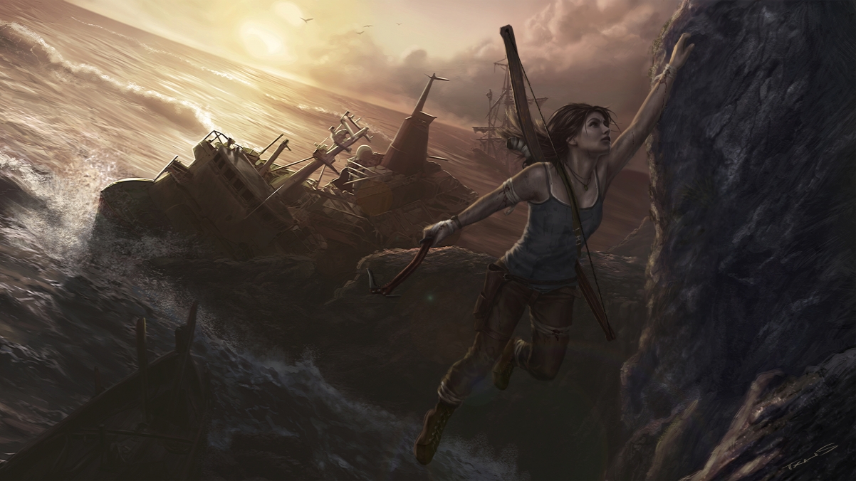 Ocean ship girl bow art ancient