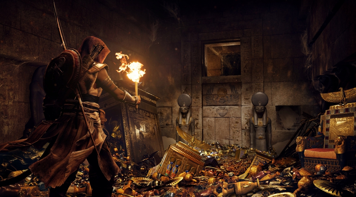 Shield, bow, treasure house, assassin