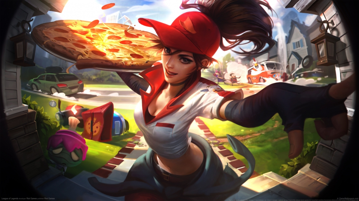 lol pizza courier Sivir 4k wall