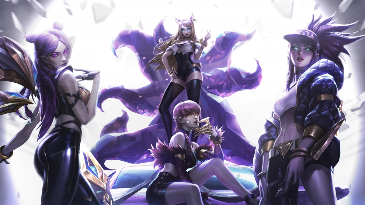 lol girl group raccoon kda 4k wallpaper