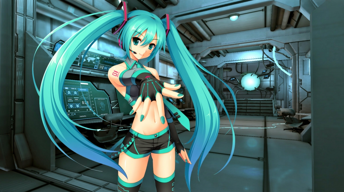 Long-haired beautiful girl VOCALOID Hatsune