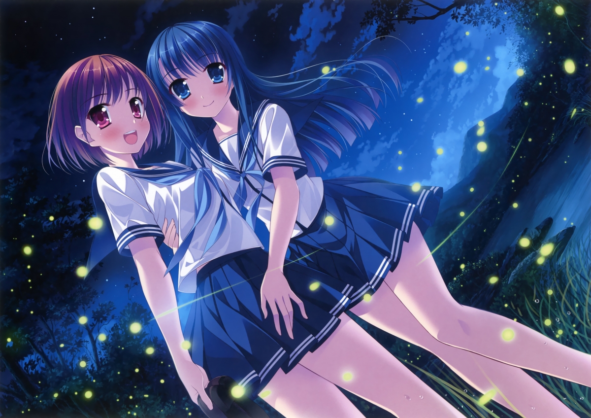 Clouds stars girls sisters grass sky