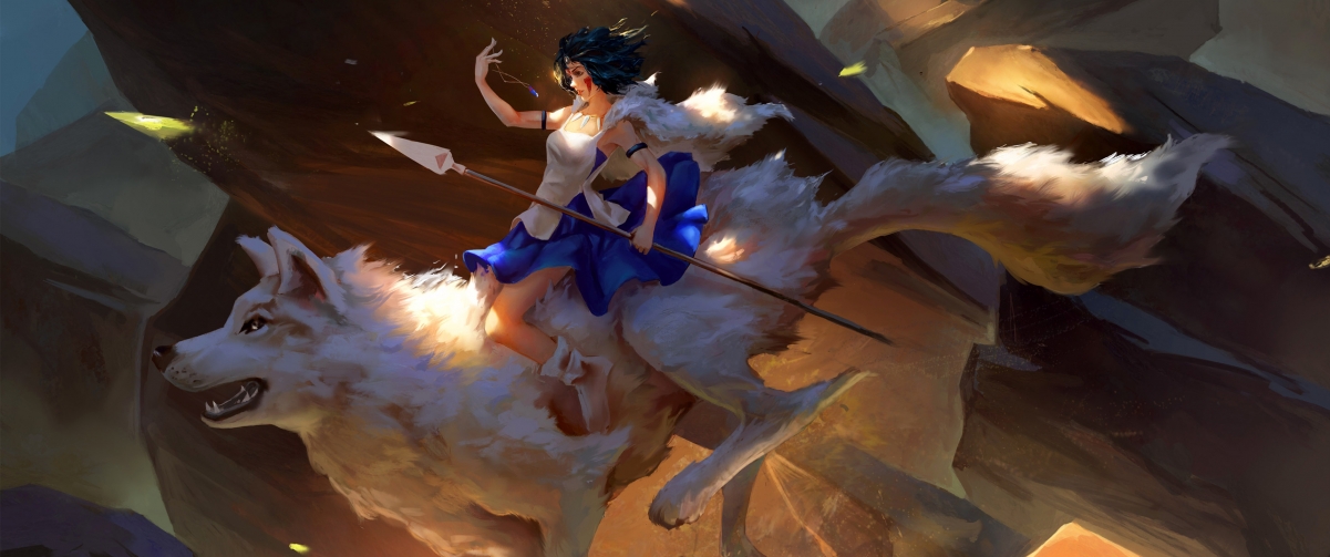 Princess Mononoke 3440x1440 with fish screen