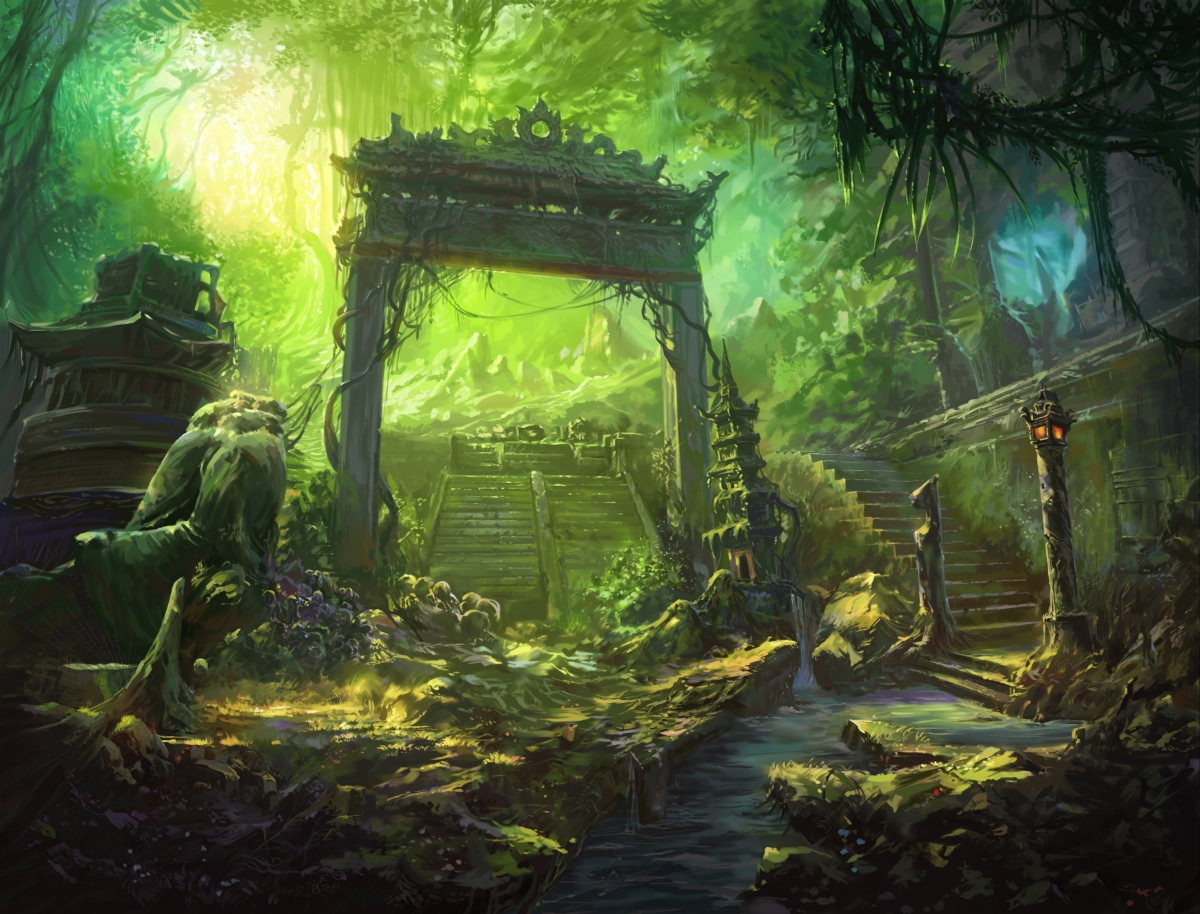 Ruins anime landscape 4k wallpaper