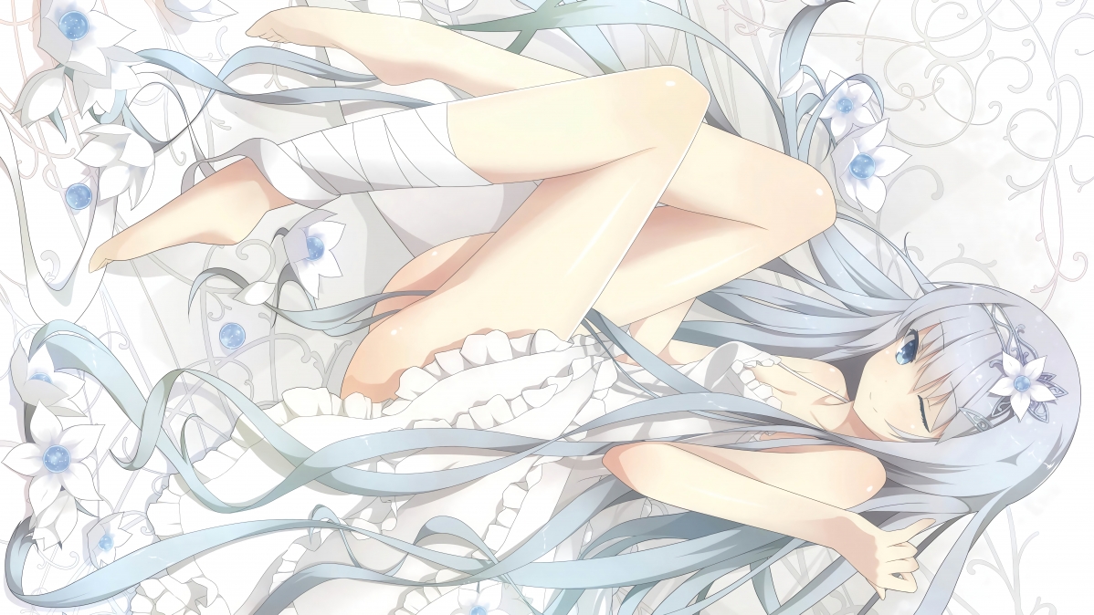 Beautiful girl white background flowers