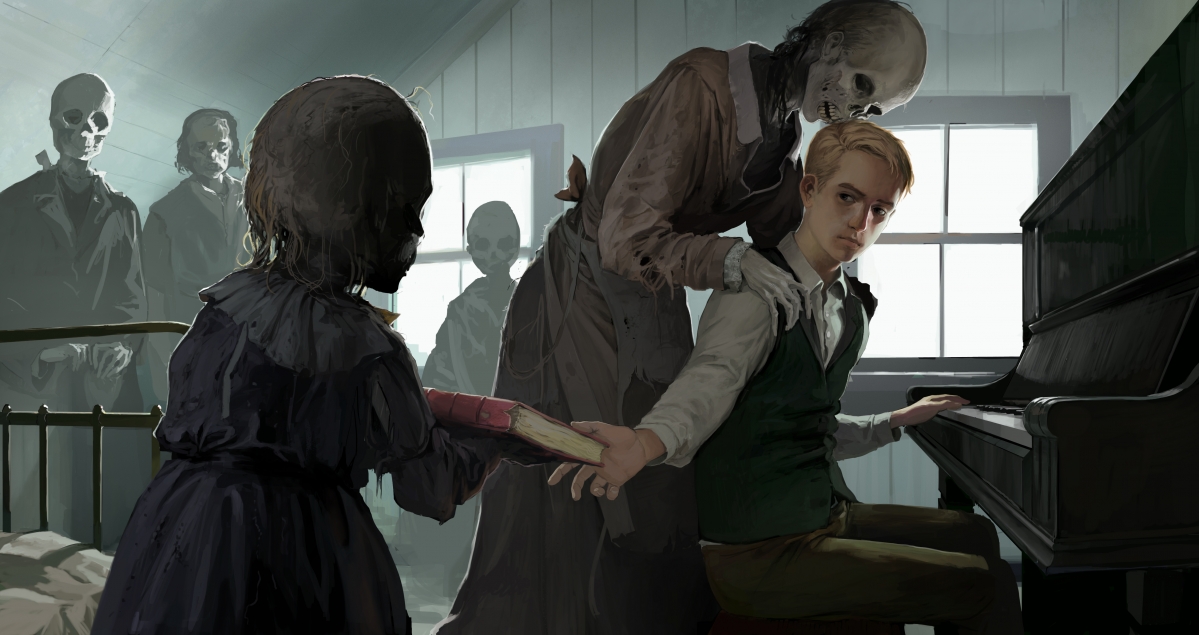 People who play for ghosts, ghosts, piano, people