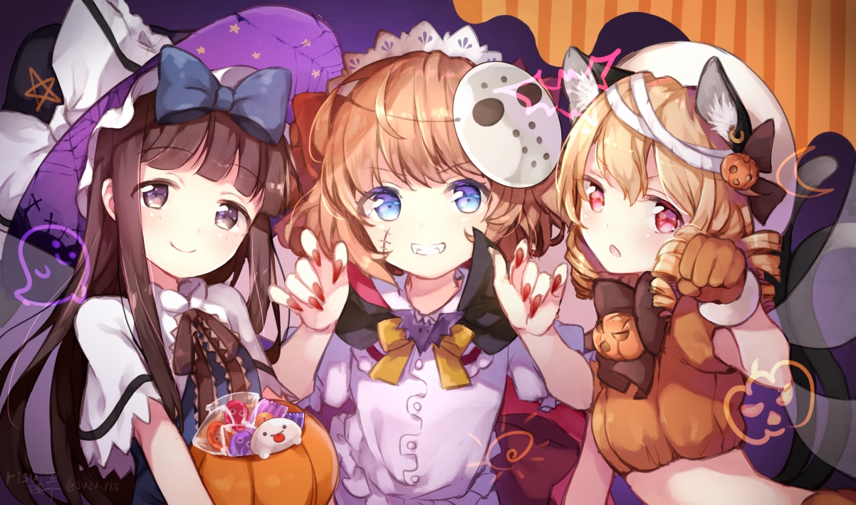 Halloween cute girl 4k anime wall