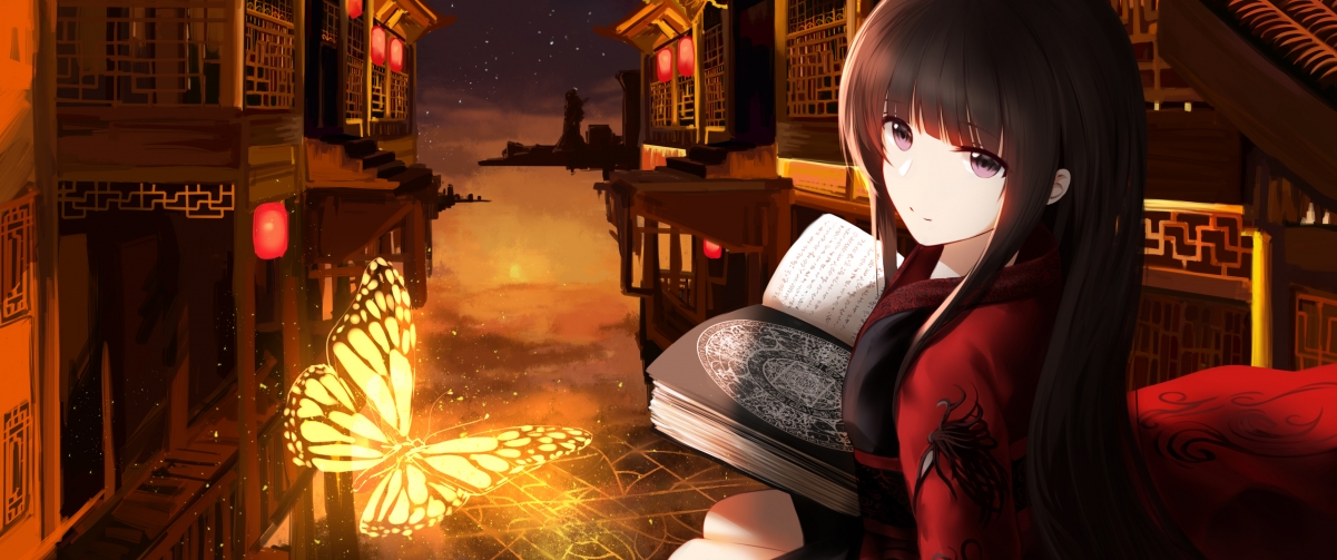 Classical Architecture Butterfly Book at Night