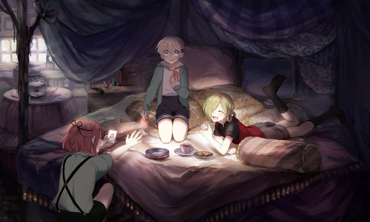 Playing cards two-dimensional anime 4k wallpaper