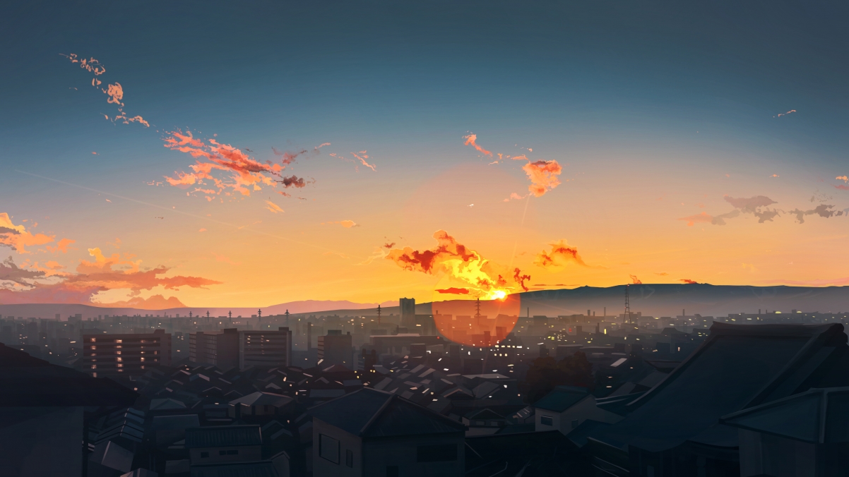 Sky sunset illustration landscape 4k motion