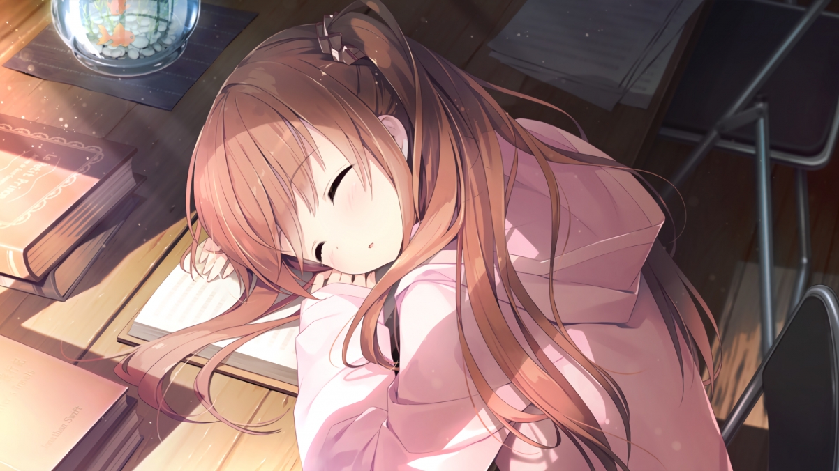 Cute girl sleeping on the desk 4K