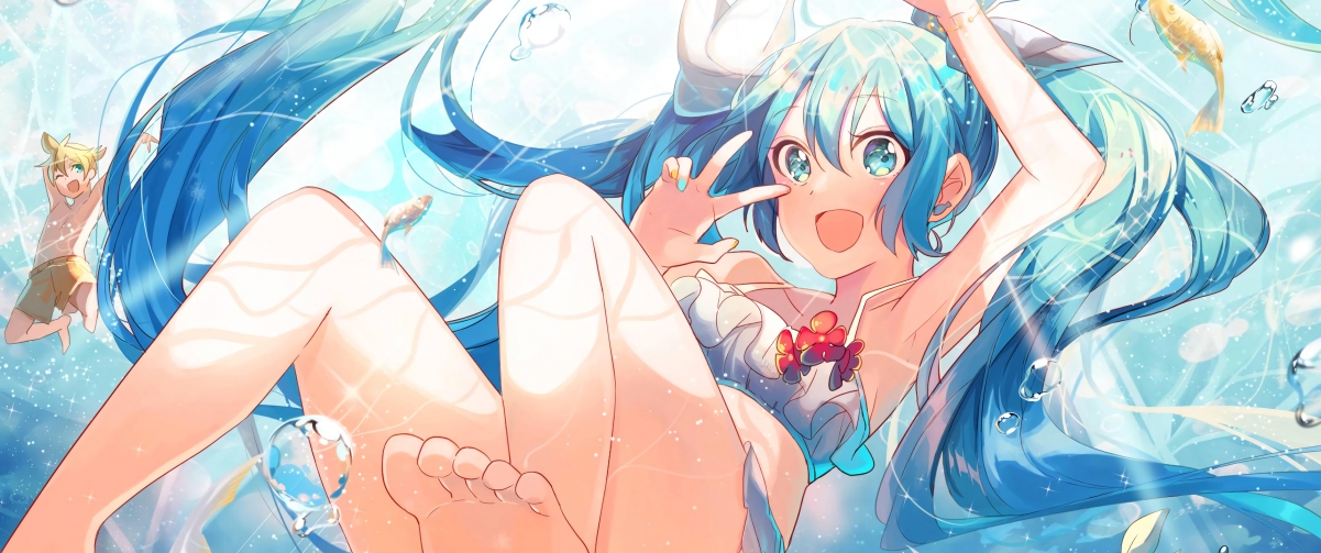 Underwater Hatsune Miku Princess 3440x1